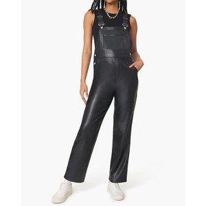 WeWoreWhat Vegan Leather Basic Overall Jumpsuit Revolve Faux Black